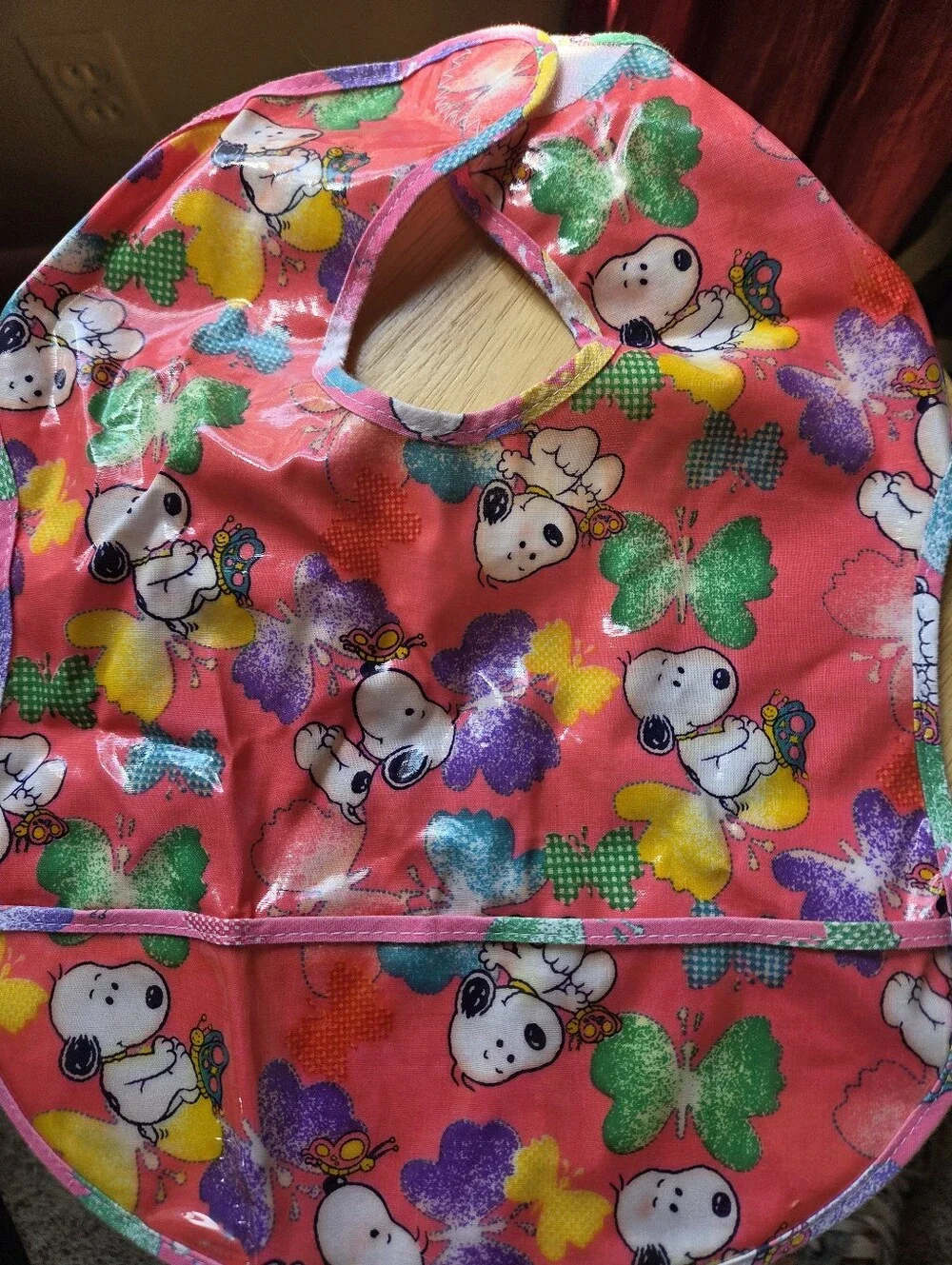 Kids Waterproof Snoopy Pattern Bib - Pink and Blue